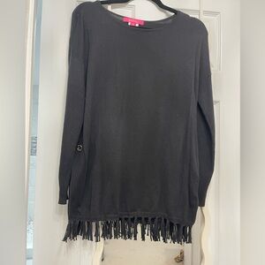 Black Fringe Sweater Lilly Pulitzer